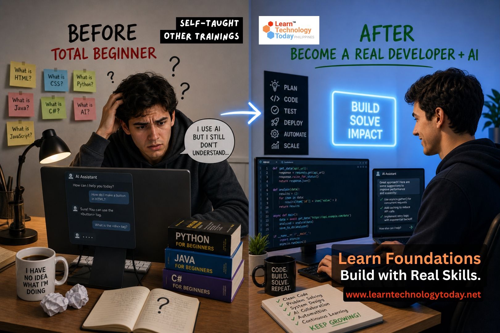 Before and after student journey with Learn Technology Today